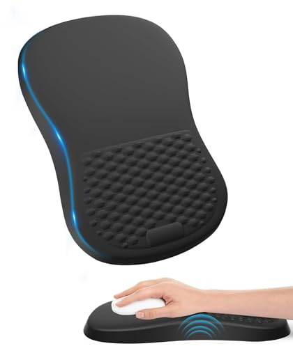Ergonomisches Mauspad mit Handauflage 300x200 mm, Memory-Schaum Mousepad mit Massage-Noppen & Rutschfester PU-Basis, für Gaming Büro Laptop PC Schwarz, Komfort & Schmerzlinderung für Maus Typen