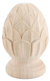 Alide Remate de madera tallada con forma de piña europea, remate decorativo de estilo europeo para postes de escalera y decoración de muebles.