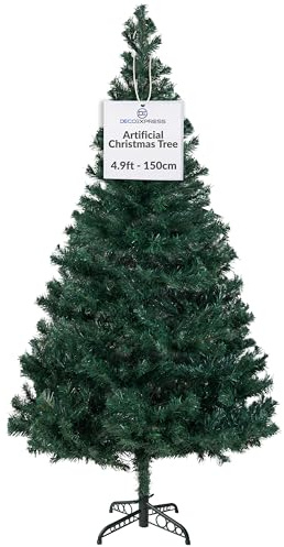 DECO EXPRESS Christmas Tree 5Ft, 550 Tips Artificial Xmas Tree with Stand, Bushy Branches & Easy Assembly, Indoor & Outdoor Christmas Decorations (5ft)