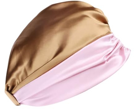 Elastische Schlafmütze aus Polyester mit Doppelter Lage in Khaki Rosa