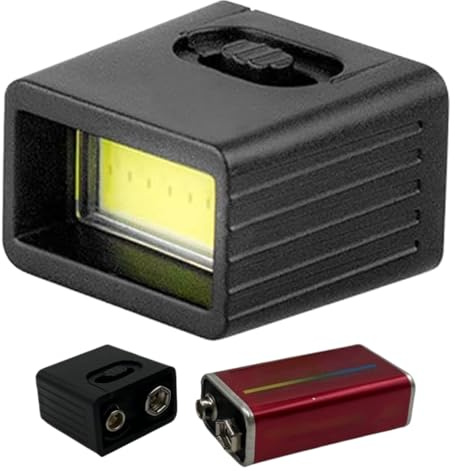 Mini-LED-Lampe – Ultraleichte Taschenlampe, kompatibel mit 9V 6F22 Batterie | Kompakt und leistungsstark für Wandern, Camping, Notfall und Arbeit | Tragbare Beleuchtung mit 2 Helligkeitsmodi