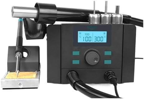 Heat Gun Hot Air Rework Station for Soldering CPU and Mobile Phone Repair - Includes Nozzles for Precision Work