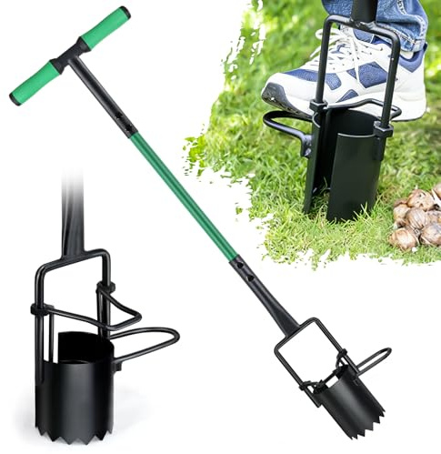 Wuzeberge Bulb Planter Tool Long Handle, Sod Plugger with Soft Grip, 5-in-1 Lawn Plug Garden Tool for Transplanting, Digging, Grass Plug, Soil Sampler, Planting for Tulips, Iris, Daffodils