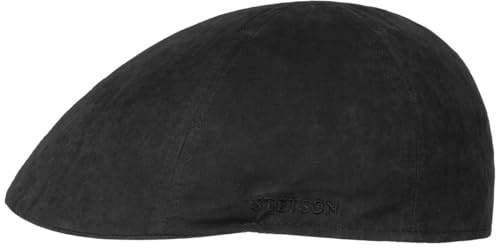 Stetson Duck Flatcap Schirmmütze Waxed UV Schutz Herren Frühling Sommer schwarz XL (60-61 cm)