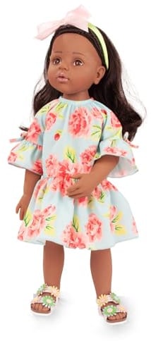 Götz 2666811 Happy Kidz AVA Puppe 50 cm Multigelenk-Stehpuppe | 6-tlg, für Kinder ab 3 Jahren, schwarze Haare, braune Augen, 9 Gelenke, posierbar, frisierbar, Vinylhartkörper