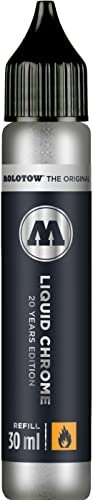 Molotow Marqueur Liquid Chrome (avec encre spéciale pour effet miroir) 1 pièce 30 ml Refill Argent (Silver)