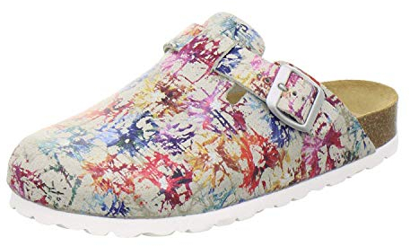 AFS-Schuhe 2900 Clogs Damen, Bequeme Hausschuhe verstellbar, echt Leder (38 EU Mehrfarbig/bunt)