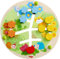 HABA 303852 - Motorikbrett Blumen , Holzspielzeug ab 12 Monaten , Lustiger Schiebespaß mit buntem Blumenwiesenmotiv , Rückseite mit Zahlenspiel
