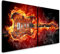 Paul Sinus Art GmbH brennende Gitarre 120x60cm - 2 Wandbilder je 60x60cm Kunstdruck modern Wandbilder XXL Wanddekoration Design Wand Bild