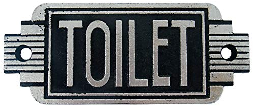 Design Toscano Streamlined Art Deco Toilet Door Sign, 6 Inch, Two Tone Black & Silver