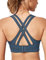 Yvette Sport BH Starker Halt Gepolstert Gekreuzt Rücken Große Brüste Lauf Fitness Yoga Bra,Grau,S