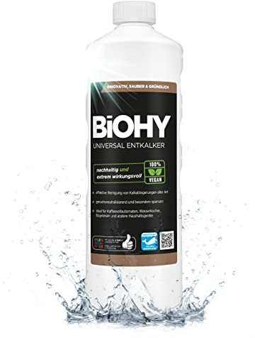 BiOHY Descalcificador universal (1 botella de 1 litro) | Universeel concentraat voor alle huishoudelijke apparaten | Compatibel met alle koffiemachines en espressomachines (Entkalker)