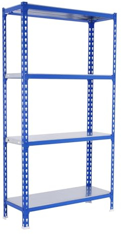 Simonrack Schwerlastregal, Lagerregal, 150x80x50 cm, Metallregal, Kellerregal, Biegestelle 180 kg, 4 Fachböden, Blau/Verzinkt - Simonclick