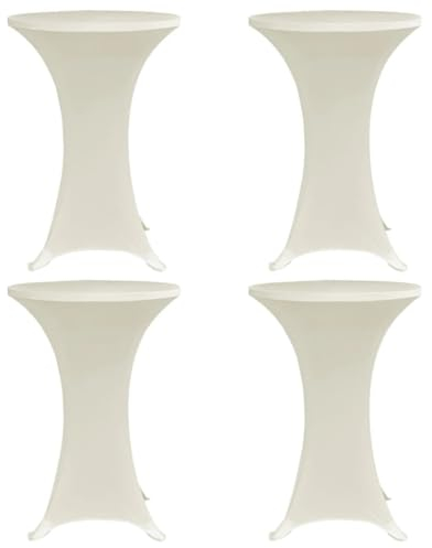 vidaXL 4X Stehtischhusse Husse Tisch Stehtisch Hussen Stehtischhussen Tischhusse Tischdecke Bezug Überzug Bistrotisch Ø 70cm Creme Stretch