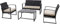 SVITA LOIS XL Poly Rattan Sitzgruppe Gartenmöbel Metall-Garnitur Balkonmöbel Tisch Sessel Schwarz