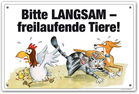 Schild Bitte Langsam - freilaufende Tiere! | 30 x 20 cm, wetterfest