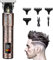 Suttik Tondeuse à cheveux ornée pour homme, sans fil, tondeuse professionnelle pour barber Pro Zero Gapped T-Blade avec écran LCD, or rose