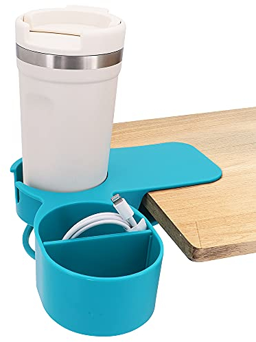 ShawFly Portabicchieri Clip per Ufficio,CasaTavolo,Sedia,Bordi,per Acqua,Bibite e Caffè (blu)
