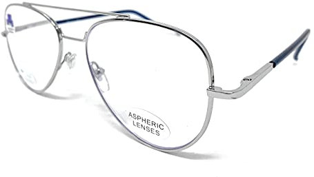 New Model Gafas de lectura con filtro bloqueo luz azul para gaming, ordenador, móvil. ULTIMA MODA Anti fatiga PILOTO unisex venice (Silver Blue, +1,00)