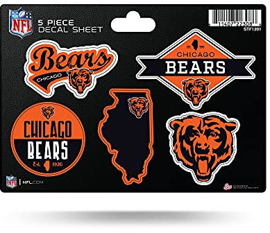 Rico Industries NFL Chicago Bears 5-teiliges gestanztes Aufkleberblatt, klein