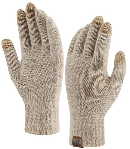 ZASFOU Damen Winter Touchscreen Handschuhe für kaltes Wetter, warmes recyceltes Garn Texting Elastische Manschette Handschuhe mit Fleece gefüttert