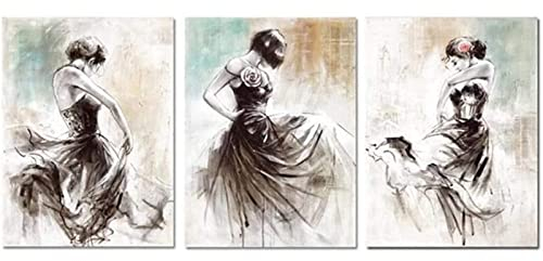 Wand Bilder Leinwand Bild Abstrakte Tänzerin Tanzendes Mädchen Wand Bilder Poster Kunstdruck Wandbilder Für Wohnzimmer Schlafzimmer Dekoration Rahmenlos 40×50cm×3pcs