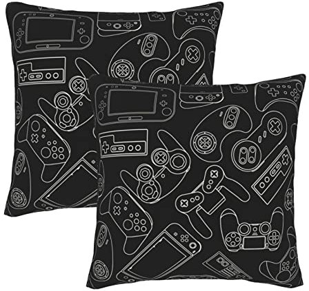 Perinsto Videospiel-Controller-Hintergrund-Kissenbezüge, 2er-Set, Gaming-Gadgets, dekorative Kissenbezüge, weiche Kissenbezüge für Sofa, Couch, Bett, Heimdekoration, 40,6 x 40,6 cm