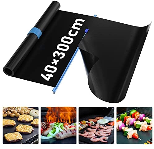 Grillmatte für gasgrill,Backpapier Wiederverwendbar,BBQ Grillmatte,Grillmatten,Teflon Antihaft Wiederverwendbar,für Gasgrill,Holzkohlegrill,Elektronischen Grill,Backofe (40 * 300CM)