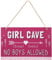 FOMIYES Wood Girl Cave Hanging Sign Pink Funny Girls Room Warning Plaque Poster Except Dad Sign for Bedroom Dressing Room Wall Art Decor
