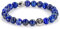 Lapislazuli Armband Bracelet Perlenarmband blau Florentiner Lilie silber 8mm Edelstahl