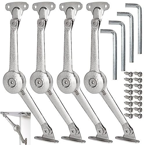 YAYODS 4PCS Heavy Duty Lid Support Hinges, Folding Lid Support Hinge for Kitchen Cupboards Door, Wardrobe, Toy Box Lift Up Stay, Adjustable Angle Safety Soft Close Hinges, with Screws & Hex Key