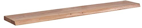 KADIMA DESIGN Schweberegal aus Akazie Massivholz | Wandregal Baumkante 160 cm | Hängeregal Landhausstil | Wandboard Holz Natur