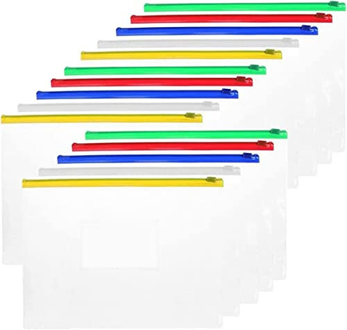 20Pcs A4 Zip Wallet Transparent File Bags File Folders Zip Bags 20PCS A4-20Pcs