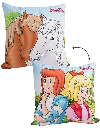 United Labels Bibi & Tina Kissen, Kopfkissen 30x30 cm, Bunt, Sofakissen Freundschaft, Dekokissen für Fans