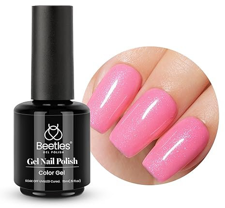 Beetles 15 ml Rose Vernis Semi Permanent Shimmer, Rose Exotique Vernis à Ongles Gels Sèche sous Lampe UV/LED, Cadeaux de Manucure Nail Art Bricolage