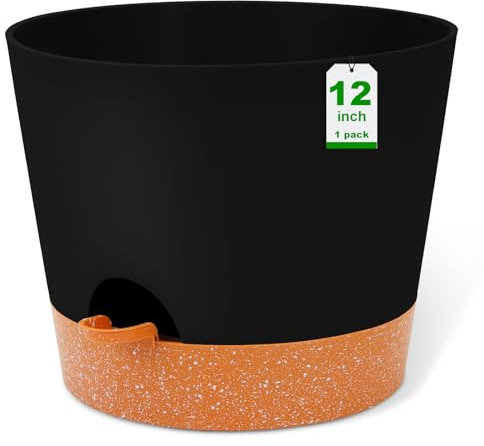 GARDIFE Pflanztöpfe, selbstbewässernde Töpfe, große Kunststoff-Blumentöpfe mit tiefem Reservior und hohen Drainagelöchern für Innen- und Außenbereich, 30,5 cm, Schwarz
