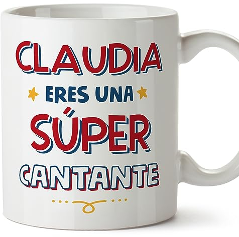 MUGFFINS Tazas Personalizadas para CANTANTE mujer - En Español - Eres Súper - 11 oz / 330 ml - Regalo Personalizable original y divertido