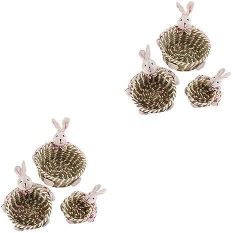 Alipis 2 Sätze 3tlg Osterei-korb Kleine Körbe Geschenke Tragen Eimer Osterhasenkorb Regalkorb Kleine Dekorative Körbe Festival-osterkörbe Hausgeschenke Bambus Kind Handtasche Schmuck