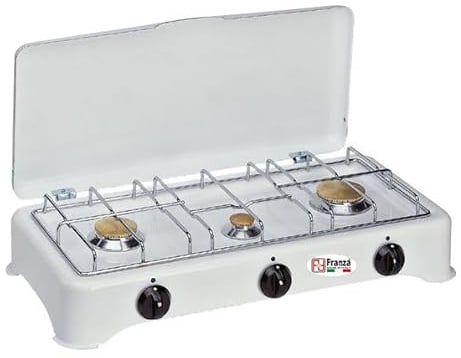 Fornello 3 fuochi a gas Metano smaltato bianco per uso esterno Made in Italy - 5327/MT