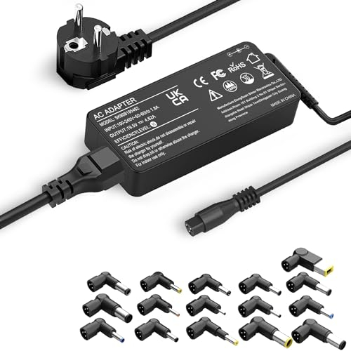 Caricabatterie Universale AC per Laptop da 90W con 16 Punte per Asus Len ovo Dell HP Acer Samsung To shiba - Adattatore di Alimentazione Senza Connessione USB-C