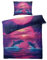MOBEITI Delfin Bettwäsche 155x220, Neon Mond Meer Delphin Wendebettwäsche, Weiche Kuschelige Mikrofaser Bettbezug Set 2teilig, 1 Kissenbezug 80x80, mit Reißverschluss -MO&268