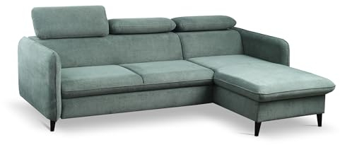 Meble Doktór Ecksofa Verde 95x235x179 cm mit Schlaffunktion - Wohnlandschaft mit Bettkasten - Couch Sofa - Schlafsofa - Couchgarnitur - Bewegliche Kissen - Farbe Brooklyn Bottle – Rechte Seite