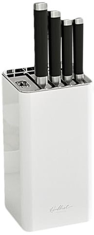 Liemuao Bloc Couteaux Cuisine, Range Couteaux de Cuisine, Porte-Couteaux avec 6 Compartiments, Antidérapant Support de Couteau de Stockage de Couteau de Cuisine (Blanc)