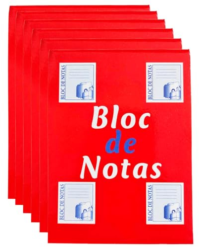 Tradineur - Pack de 6 tacos de notas blancas, 125 hojas lisas, incluyen matriz de corte y tapas de cartón, anotaciones - 120 x 88 mm
