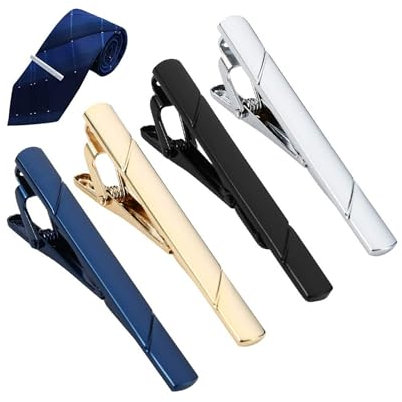 Pince à Cravate Homme,4 PCS Pinces à Cravate Pince à Cravate Cuivre en Métal Classiques Pince à Cravate Minimaliste Epingle a Cravate Homme pour Affaires Mariage Vie Quotidienne