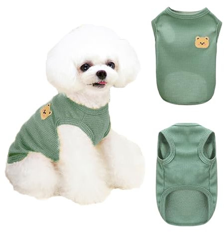 FFWTPY Maglietta Cane Tessuto Waffle Orsetto Decorativo Canotta Traspirante Cucciolo Abbigliamento Animali Domestici
