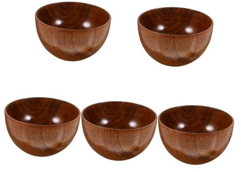PRETYZOOM 5St Holzschüssel servierschale mit stövchen servierschüsseln big bowl soup bowl Robuste Holzschale Salatschüssel Obstschale Servierschüssel aus Holz Brotschale aus Holz Holzschalen