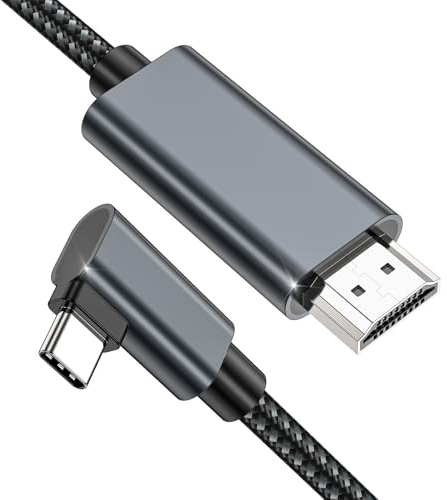 TEFLOTY Cavo da USB C a HDMI, 2m Cavo USB Tipo C HDMI, Angolo Retto 4K Tipo C Thunderbolt 3/4, Compatibile con iPhone 15 Pro, MacBook Pro/Air, Galaxy S23/S22/S21, Note 20, Surface Pro