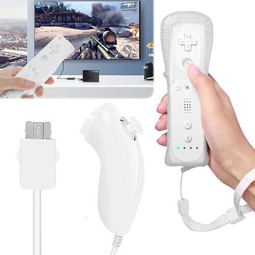 WIYETY Wii-Fernbedienung Gamecontroller: Wii Fernbedienungen, Wii Controller Remote mit Nunchuck für Wii Vernbedinung Remote Plus Ersatz Kontroller, Wii Fernbedienung für Wii/WiiU Konsole(Weiß)