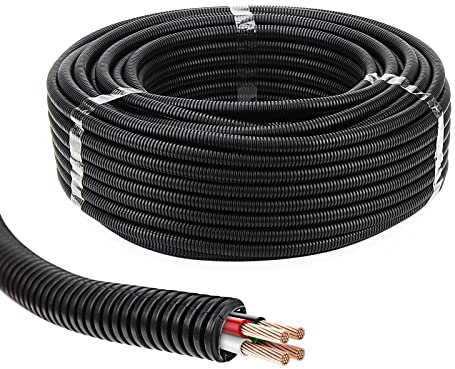 FAAING Tubo Corrugato da Esterno, 50 m di lunghezza, tubo aperto vuoto scanalato, Guaina Flessibile protettivo di Cavi Elettrici, nero, diametro: interno 10 mm, esterno 13mm